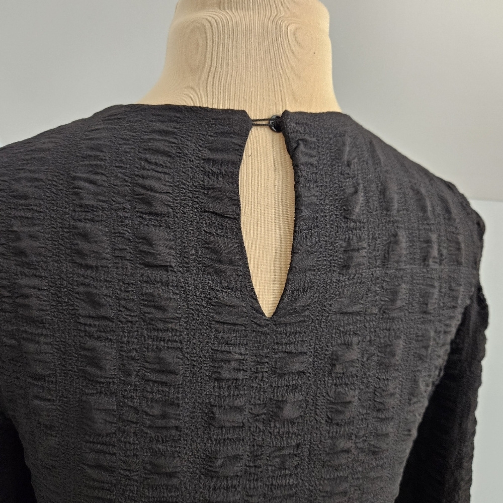 ZARA Black Textured Tiered Sharon Dress Long Sleeve Womens Small Gothcore Witchy - Picture 8 of 13